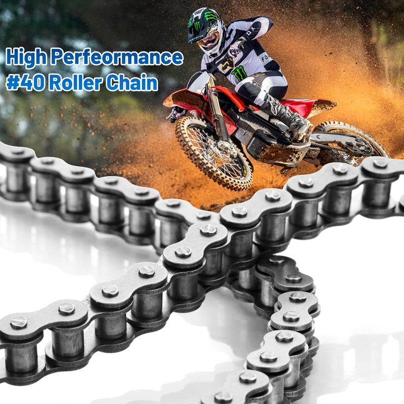 Belleone #40 Roller Chain - 10 Feet #40 Chain with 5 Connecting Links for Go Karts, Mini Bikes, Scooters, Motorcycles, Bycicles, ATV, MTV, Dirt Bike and Other Industrial Machinery - 240 Links - Image 5